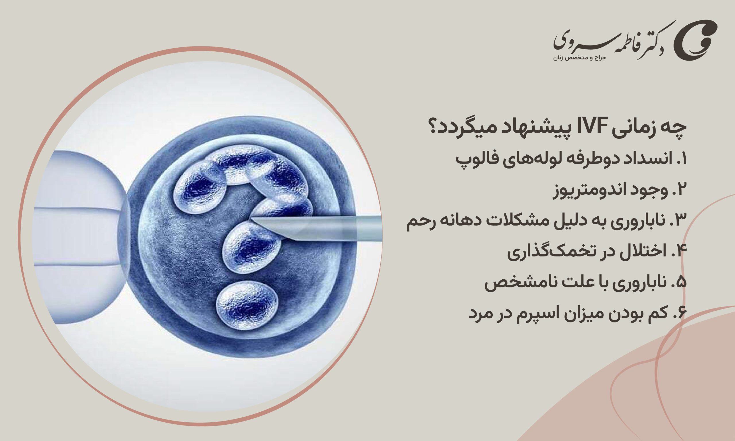 چه زمانی IVF پیشنهاد میگردد؟